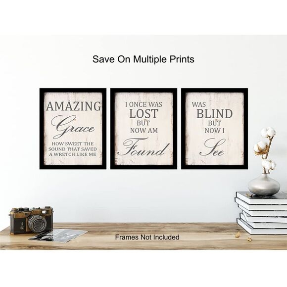 New “AMAZING GRACE” Christian religious print set 3 inspirational home decor - Picture 2 of 6